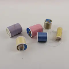 Mixed Brand Lot of 6 Sewing Thread Spools Yellow Pink Purple Blue
