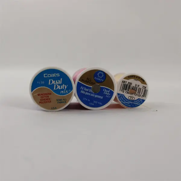 Mixed Brand Lot of 6 Sewing Thread Spools Yellow Pink Purple Blue