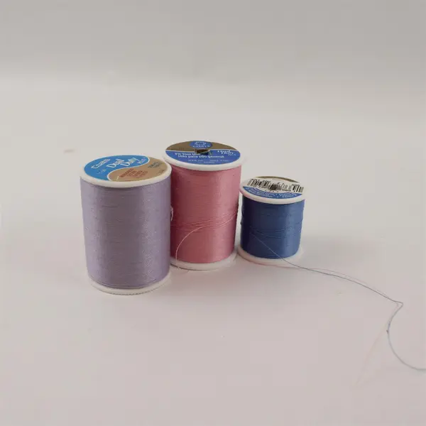 Mixed Brand Lot of 6 Sewing Thread Spools Yellow Pink Purple Blue