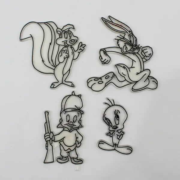 4 Pieces of Vintage Looney Tunes Sun Catcher Pieces, Unpainted 