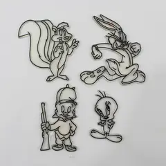 4 Pieces of Vintage Looney Tunes Sun Catcher Pieces, Unpainted 