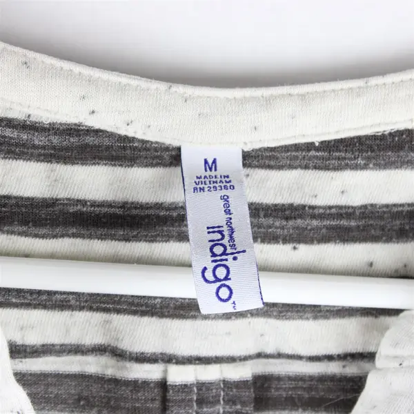 Great Northwest Indigo Women's Sleeveless Gray White Striped Button-Up Shirt Med