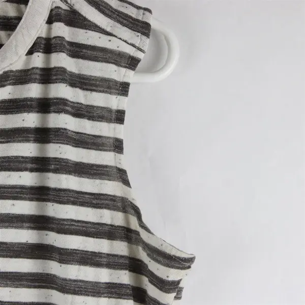 Great Northwest Indigo Women's Sleeveless Gray White Striped Button-Up Shirt Med