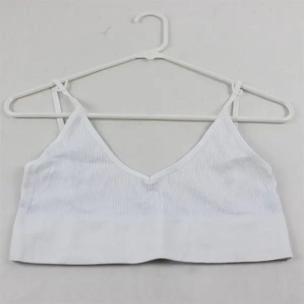 Women's White Wireless V-Neck Bralette with Spaghetti Straps Size M/L