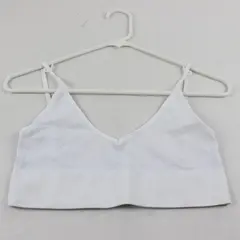 Women's White Wireless V-Neck Bralette with Spaghetti Straps Size M/L