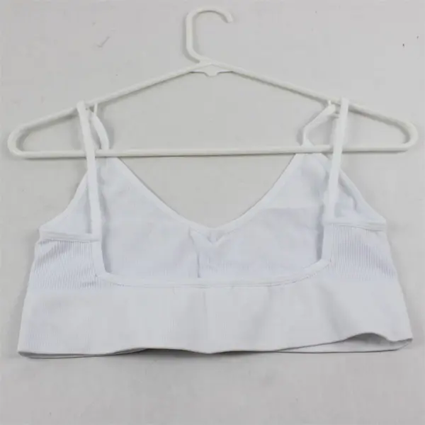 Women's White Wireless V-Neck Bralette with Spaghetti Straps Size M/L