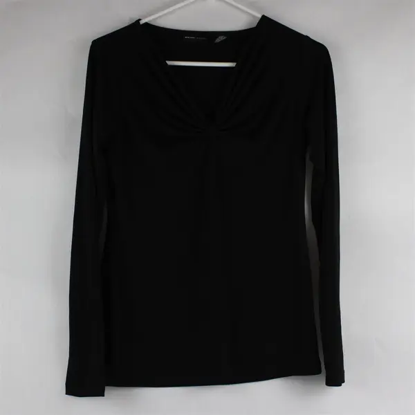 New York & Company Black V-Neck Front-Twist Long Sleeve Top Women's Size XS