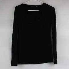 New York & Company Black V-Neck Front-Twist Long Sleeve Top Women's Size XS