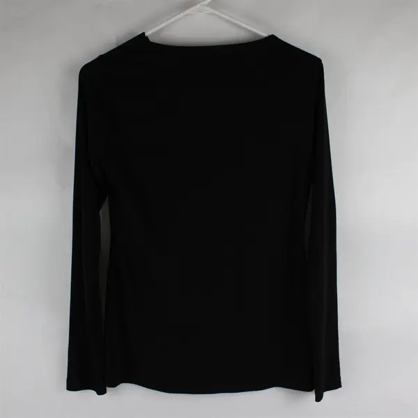 New York & Company Black V-Neck Front-Twist Long Sleeve Top Women's Size XS