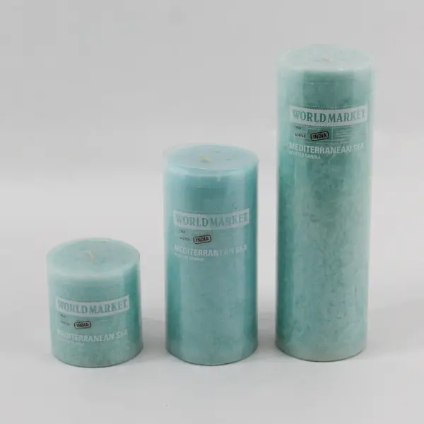 Lot of 3 World Market Mediterranean Sea Scented Pillar Candles 3" 6" and 9"