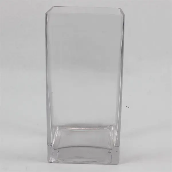 Clear Glass Square Freestanding Flower Vase 8 in Decorative