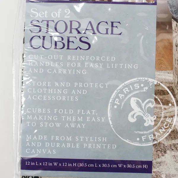Set of 2 Paris France Storage Cubes 12"x12"x12"