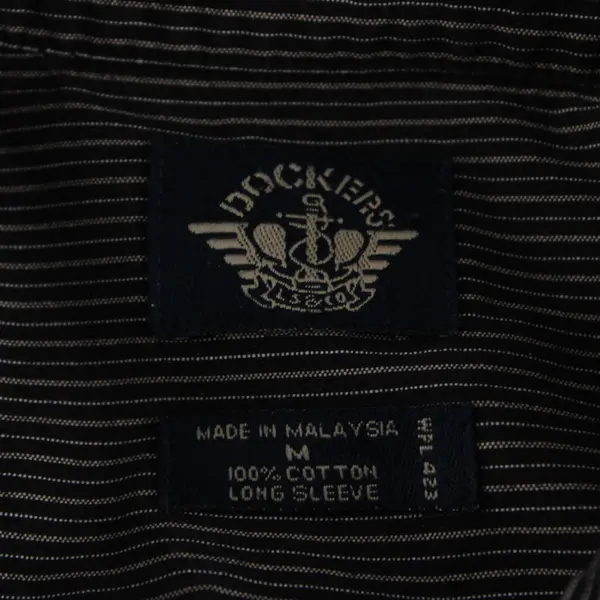 Dockers Black Gold/White Striped Button Down Long Sleeve Shirt Men's Size Medium