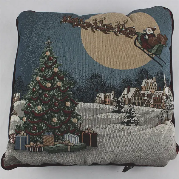 Portofino Embroidered Christmas Throw Pillow -  16.5" X  16"