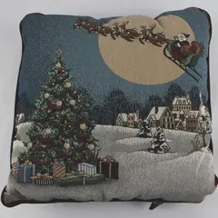 Portofino Embroidered Christmas Throw Pillow -  16.5" X  16"