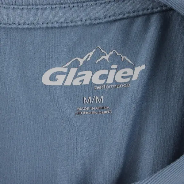 Glacier Men's Size Medium Performance T-Shirt Blue Athletic Polyester Spandex 