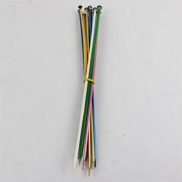 Lot of 11 Misc. Metal Knitting Needles, Assorted Colors 14" length 