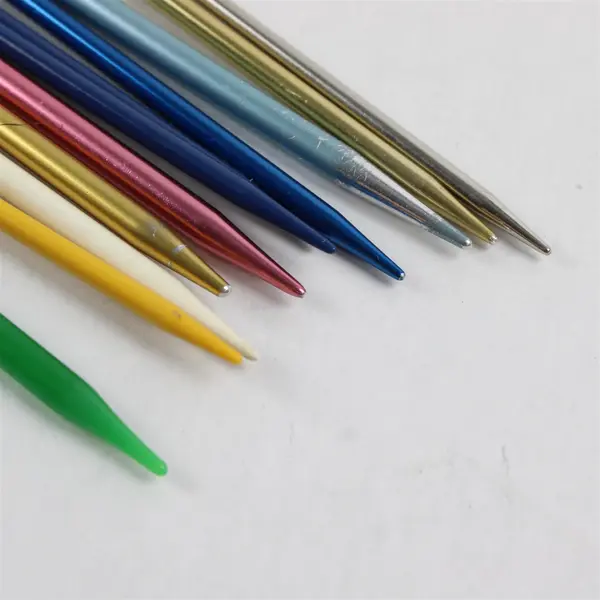 Lot of 11 Misc. Metal Knitting Needles, Assorted Colors 14" length 
