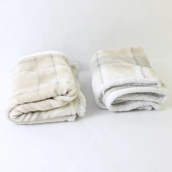 Set of 2 Koolaburra by Ugg Beige Plaid Sherpa Pillow Shams 21" x 26"