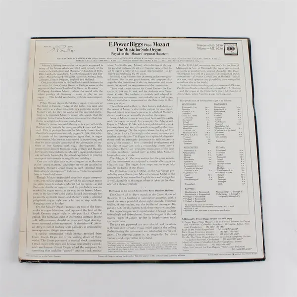 E. Power Biggs Plays Mozart on the Mozart Organ at Haarlem 12" Vinyl Record