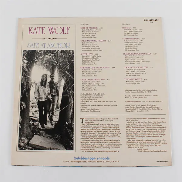 Kate Wolf - Safe At Anchor -12" Vinyl Record