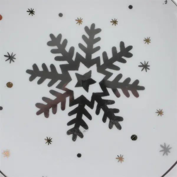 Lot of 4 Better Homes & Gardens Snowflake Appetizer Plates Gold Silver