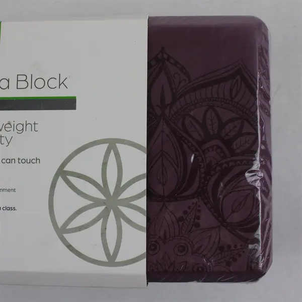 Gaiam Yoga Block Purple w/ Designs Lightweight 9x6x4 inches - New