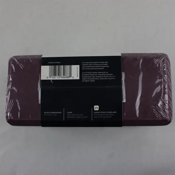 Gaiam Yoga Block Purple w/ Designs Lightweight 9x6x4 inches - New