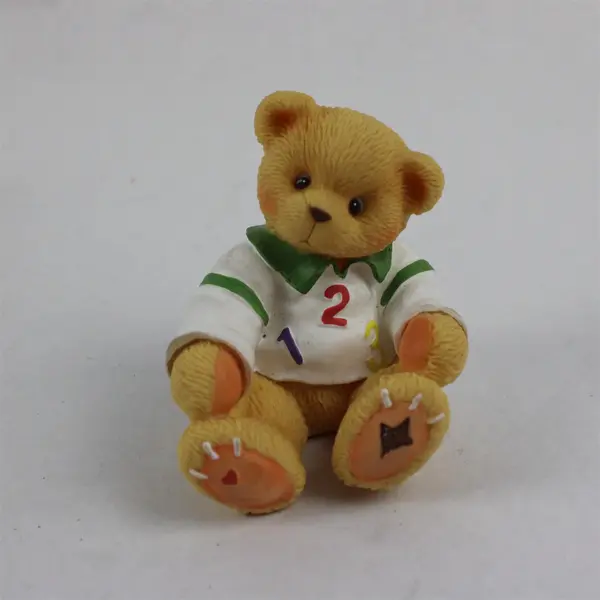 Vintage 1998 Enesco Cherished Teddy 3" Nicki The Number Bear Plastic Squeak Toy