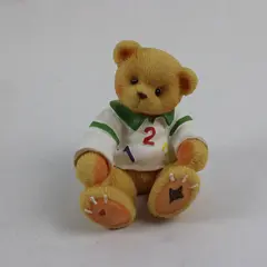 Vintage 1998 Enesco Cherished Teddy 3" Nicki The Number Bear Plastic Squeak Toy