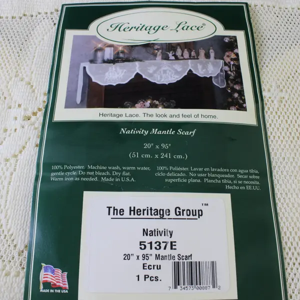 Heritage Lace 5137E Nativity Mantle Scarf 20x95 USA Made New w/ Tags