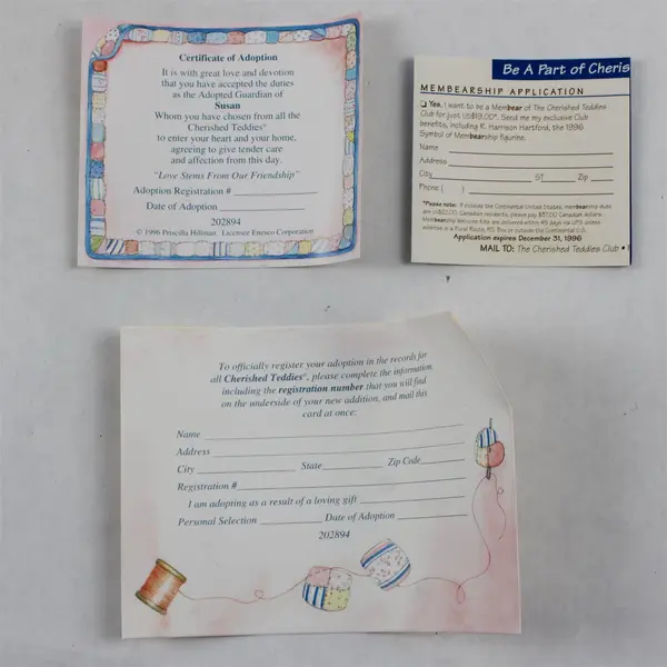 Enesco Cherished Teddies 1996 Susan Love Stems From Our Friendship 202894 w/ Box