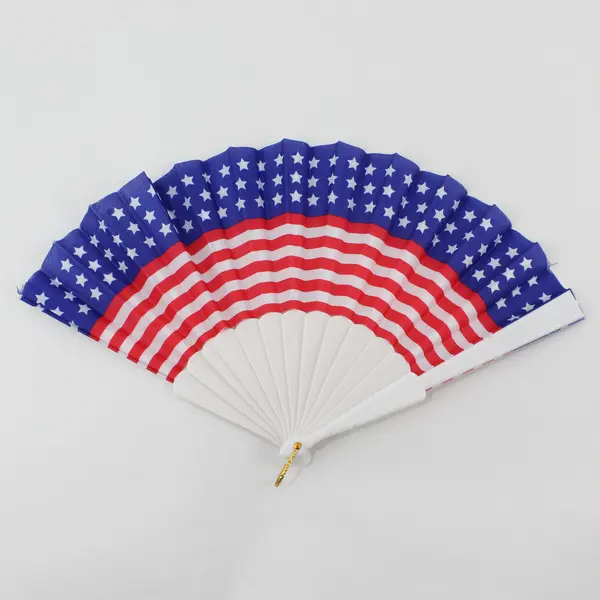 Lot of 3 Vintage Patriotic American Flag Hand Fans 15.1" Opened