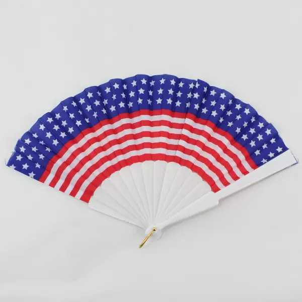 Lot of 3 Vintage Patriotic American Flag Hand Fans 15.1" Opened