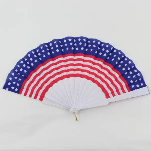 Lot of 3 Vintage Patriotic American Flag Hand Fans 15.1" Opened