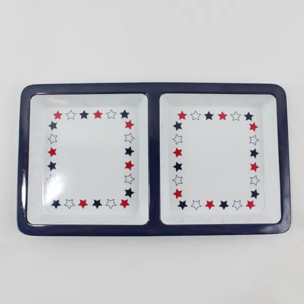Set of 3 Small Patriotic USA Flag Serving Trays, 2 sections each 