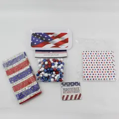Lot of 5 Patriotic Items: Glitter Balls, Tissue, Napkins, Tray, 2 Coasters