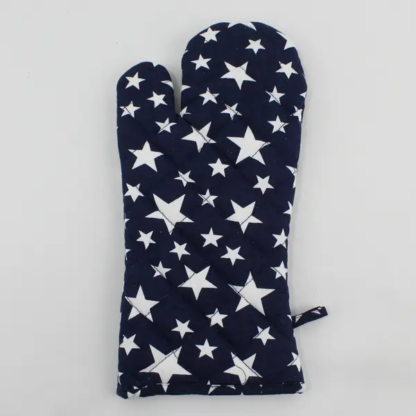 Cottage Style 5-Piece Patriotic Star Oven Mitt Heat Pad Napkin Set