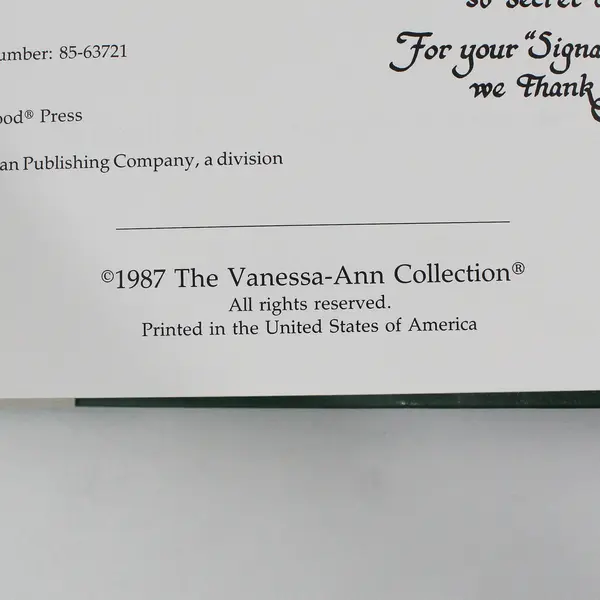 A Signature in Time Vanessa-Ann Collection 1st Ed Hardcover 1987
