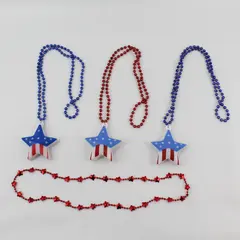 Lot of 4 Patriotic Necklaces 3 LED Star Pendants 1 Red Star Bead