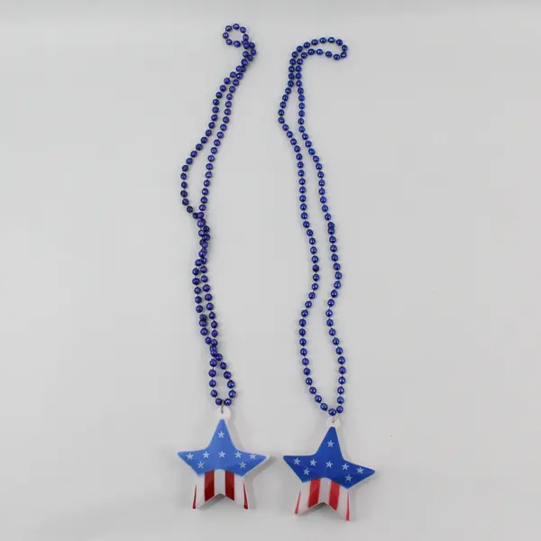 Lot of 4 Patriotic Necklaces 3 LED Star Pendants 1 Red Star Bead