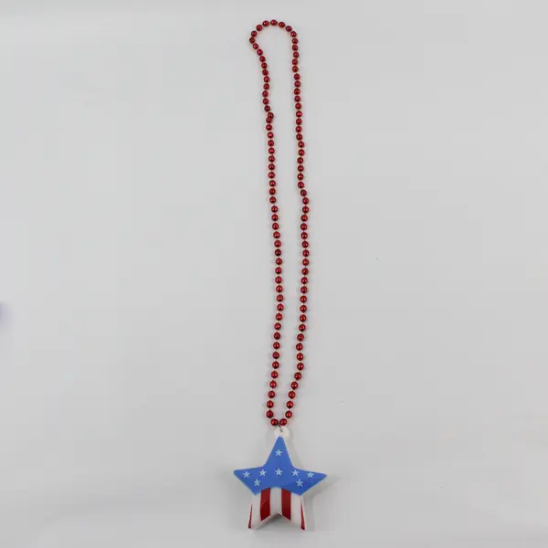 Lot of 4 Patriotic Necklaces 3 LED Star Pendants 1 Red Star Bead