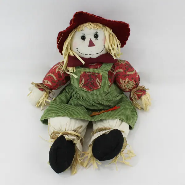 Lot of 3 Cloth Scarecrow Dolls Autumn Thanksgiving Decor 6.5" and 19"