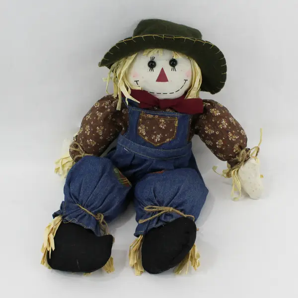 Lot of 3 Cloth Scarecrow Dolls Autumn Thanksgiving Decor 6.5" and 19"