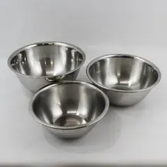 AMCO Lot of 3 Metal Mixing Bowls Stainless Steel 4QT, 6QT, 8QT