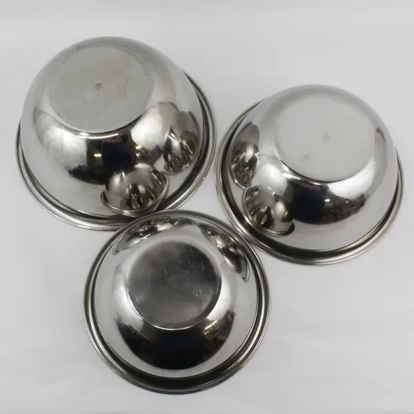 AMCO Lot of 3 Metal Mixing Bowls Stainless Steel 4QT, 6QT, 8QT