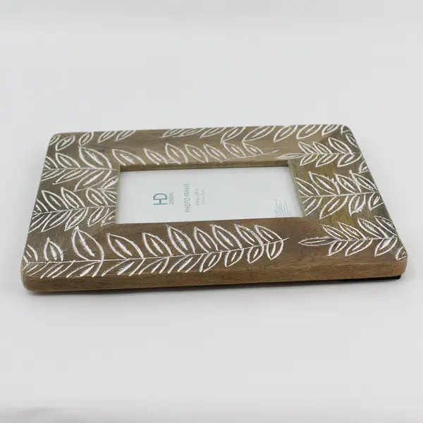 HD Designs Ornate Wooden Leaf Desktop Picture Frame 5.9x3.9in Made in India