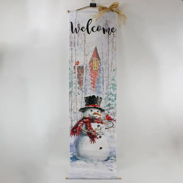 Winter Christmas Snowman Light-Up Hanging Welcome Banner 15.5" x 5 ft