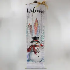 Winter Christmas Snowman Light-Up Hanging Welcome Banner 15.5" x 5 ft