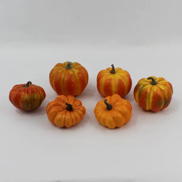 Lot of 6 Small Decorative Orange Faux Pumpkins DIY Craft